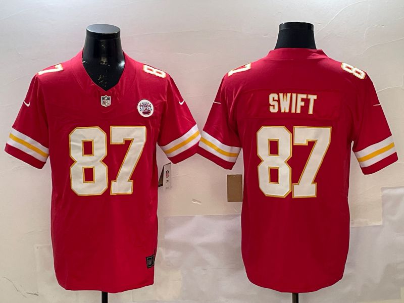 Men Kansas City Chiefs #87 Swift Red Three generations 2025 Nike Vapor Limited NFL Jersey style 2->kansas city chiefs->NFL Jersey